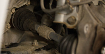 CV axle mounted inside of a vehicle