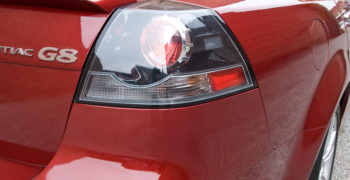 The tail light of a Pontiac G8, at an angle