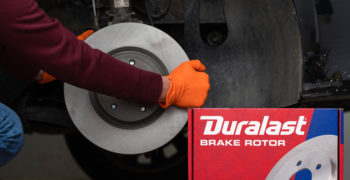 Duralast brake rotor being installed