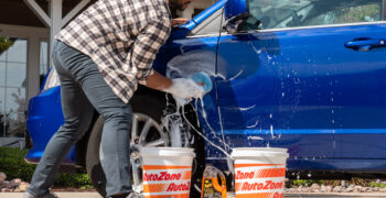 meguiars gold class car wash between 2 az buckets with man washing van